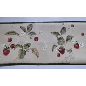 York Decorative Wall Border - Strawberries - Yellow - Green 5 yds - Pre-pasted